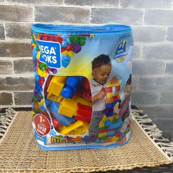 NEW Fisher Price Mega Blocks 1+ First Builders Bag of Building Blocks 80 pieces - Picture 1 of 9